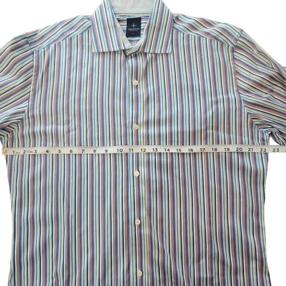 Tailorbyrd Men's Large Striped Button Long Sleeve w/ Contrasting Cuffs - Picture 7 of 11